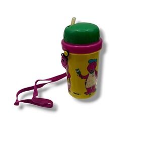 Selandia Barney the Dinosaur Canteen Kids OS Yellow 1992 Vintage 90s Strap Straw